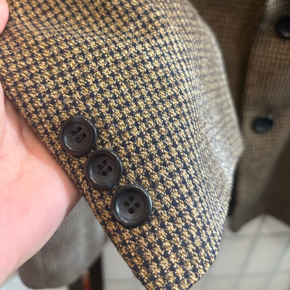 MICHAEL ADAM Vintage Shetland Wool Silk Blend Checked Houndstooth Blazer - Picture 3 of 12